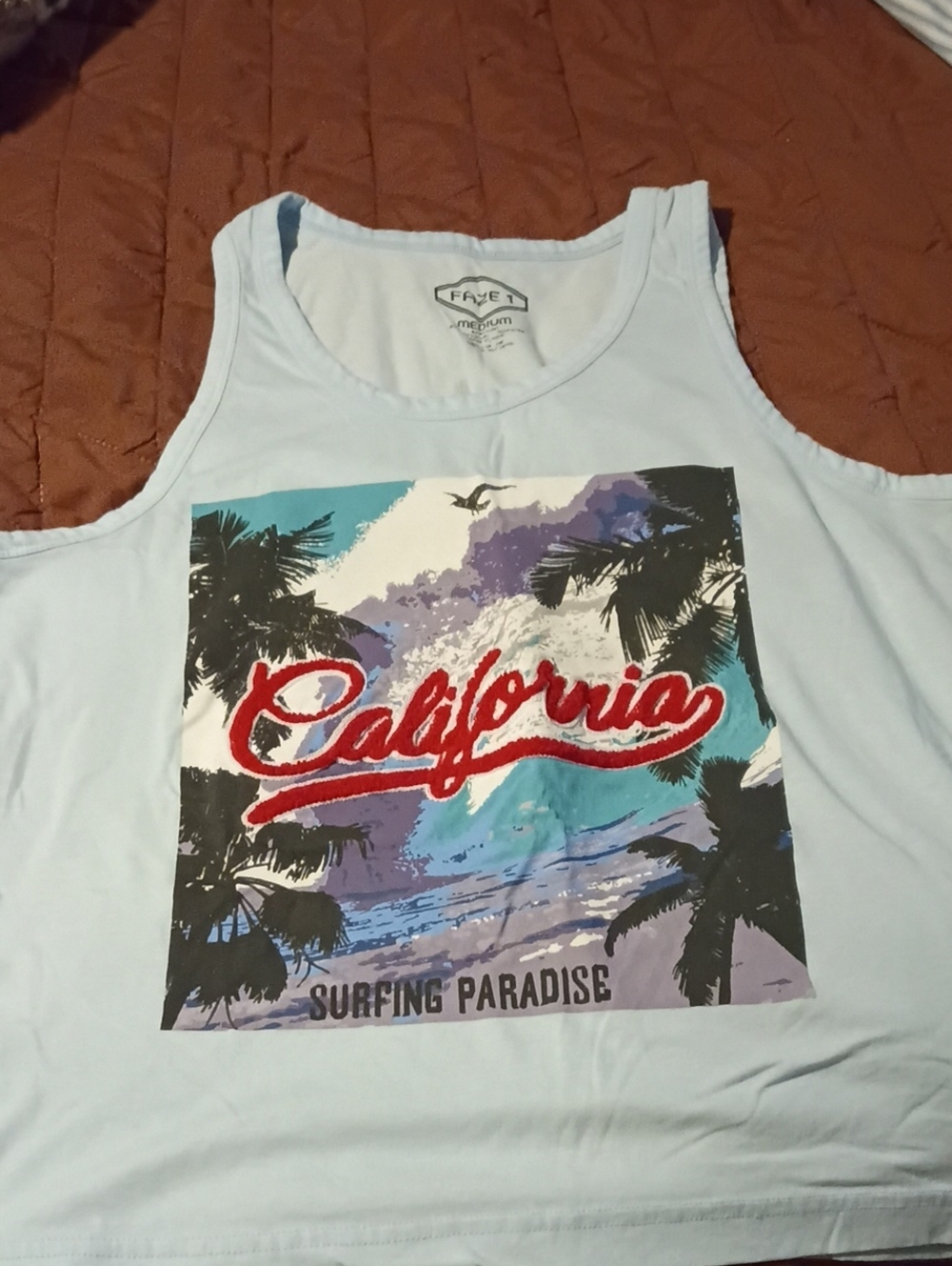 Faze 1 Men’s Light Blue Graphic California Tank Top Size Medium